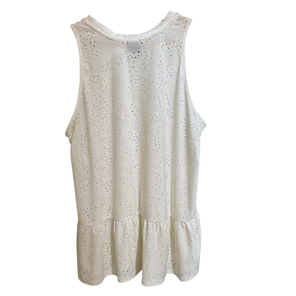 NWOT Anthropologie W5 Ivory Eyelet Broderie Peplum Sleeveless Top - Picture 2 of 7